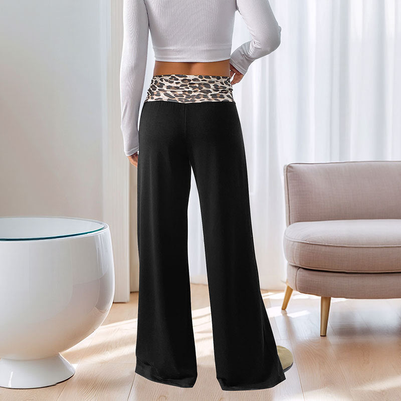 Casual Leopard Print Wide Leg Pants For Women