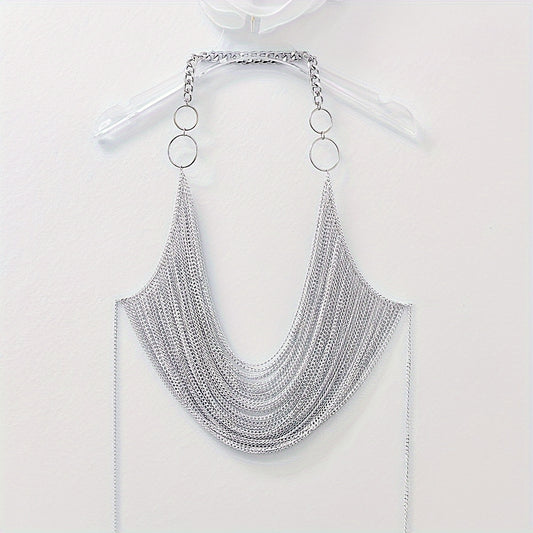 1PC Y2K Halter Silvery Body Chain For Concert Carnival And Street Rock Style Dressing Accessories
