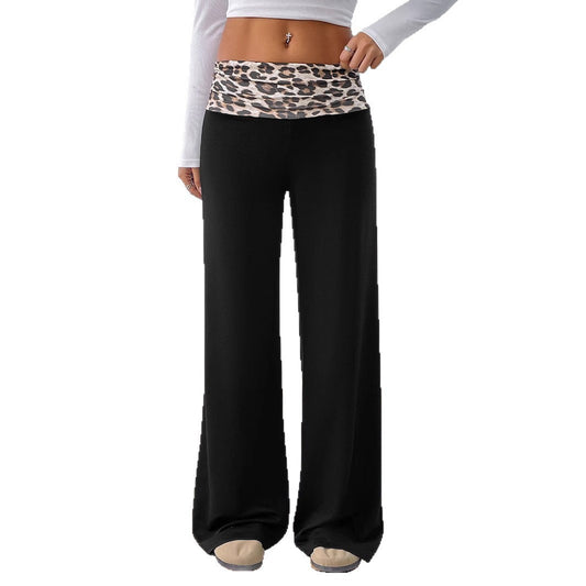 Casual Leopard Print Wide Leg Pants For Women