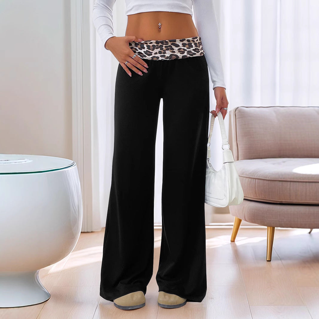 Casual Leopard Print Wide Leg Pants For Women