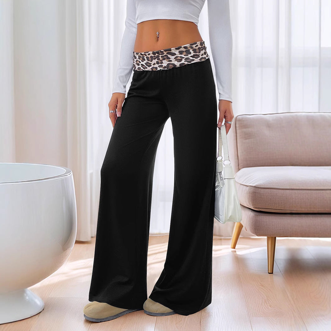 Casual Leopard Print Wide Leg Pants For Women