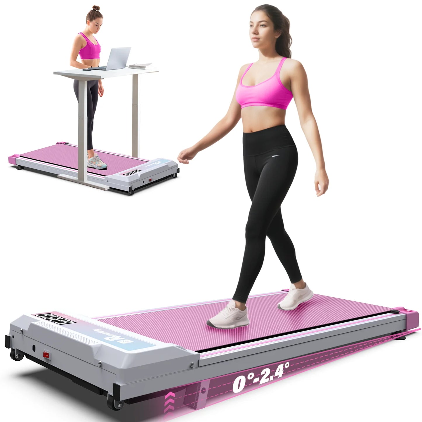 Walking Pad Treadmill Under Desk Treadmill With I 3 Level Incline Home Use Foldable Steel Electric Running Exercise Machine