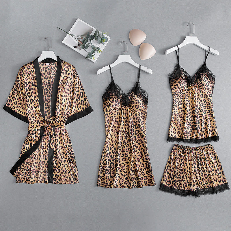 Silk Leopard Print Pajamas Set