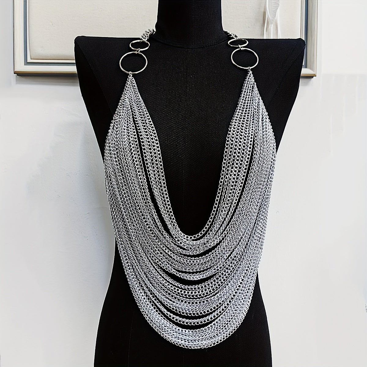 1PC Y2K Halter Silvery Body Chain For Concert Carnival And Street Rock Style Dressing Accessories
