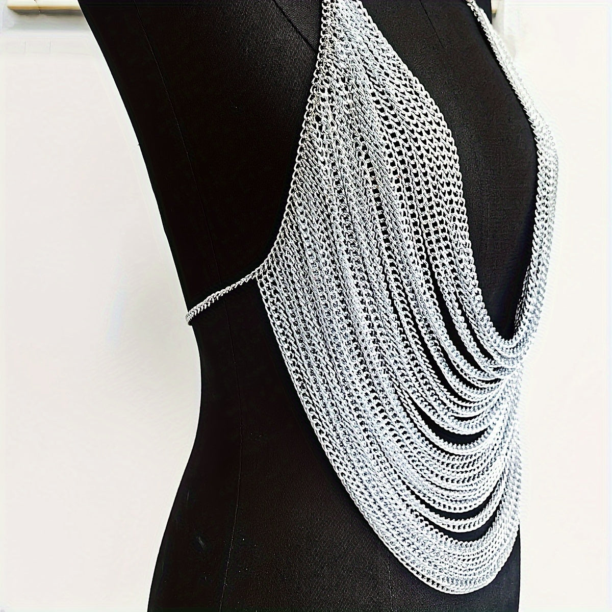 1PC Y2K Halter Silvery Body Chain For Concert Carnival And Street Rock Style Dressing Accessories