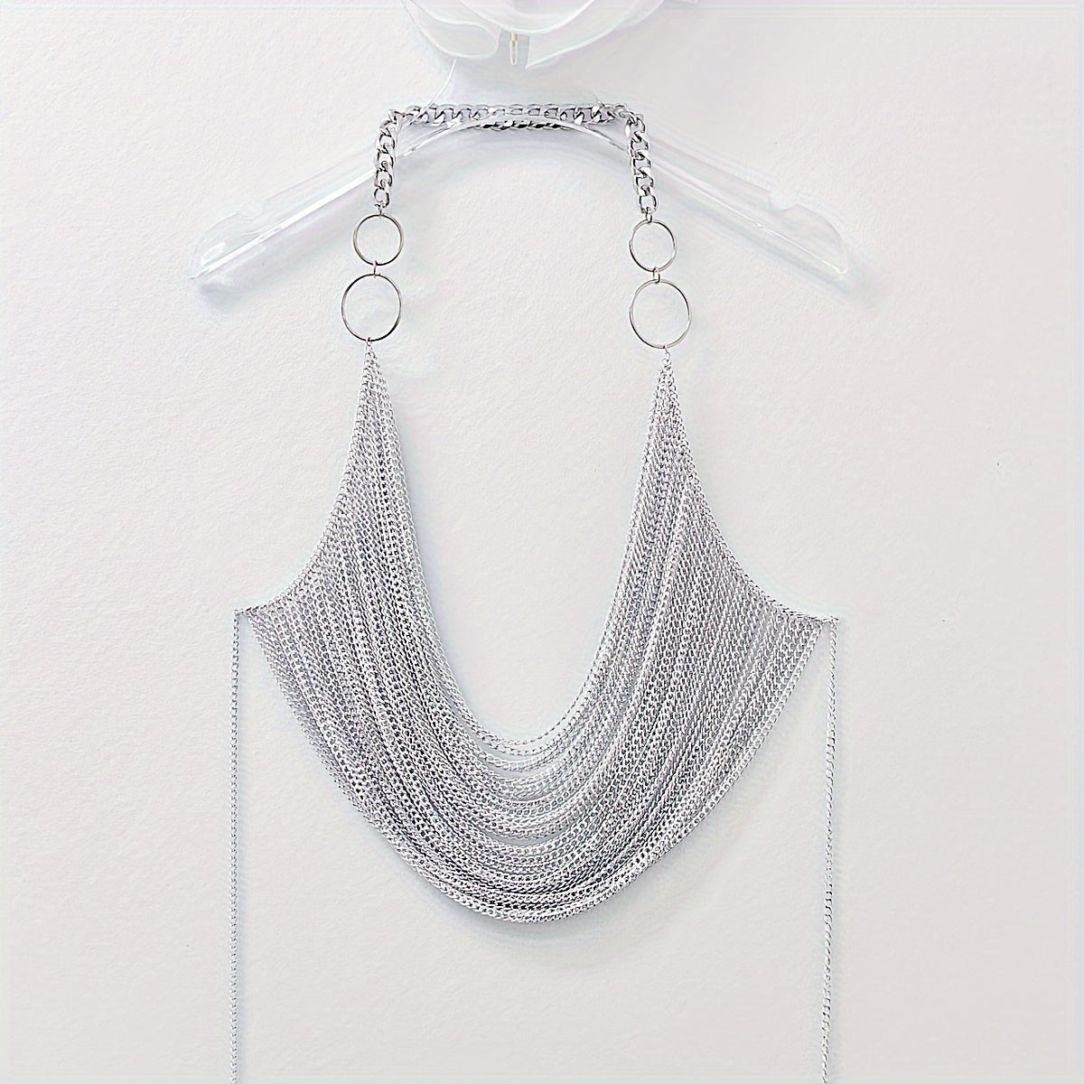 1PC Y2K Halter Silvery Body Chain For Concert Carnival And Street Rock Style Dressing Accessories