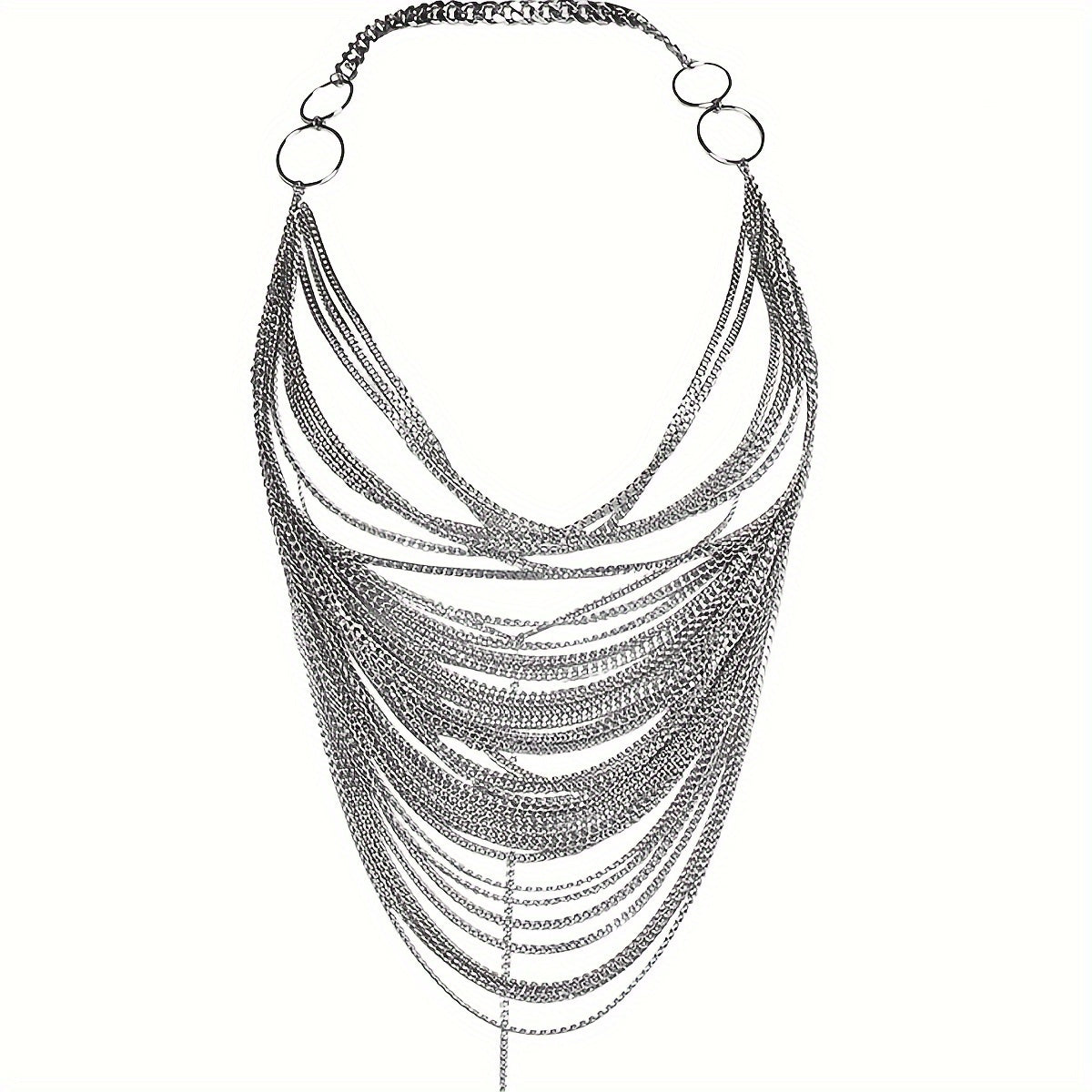 1PC Y2K Halter Silvery Body Chain For Concert Carnival And Street Rock Style Dressing Accessories