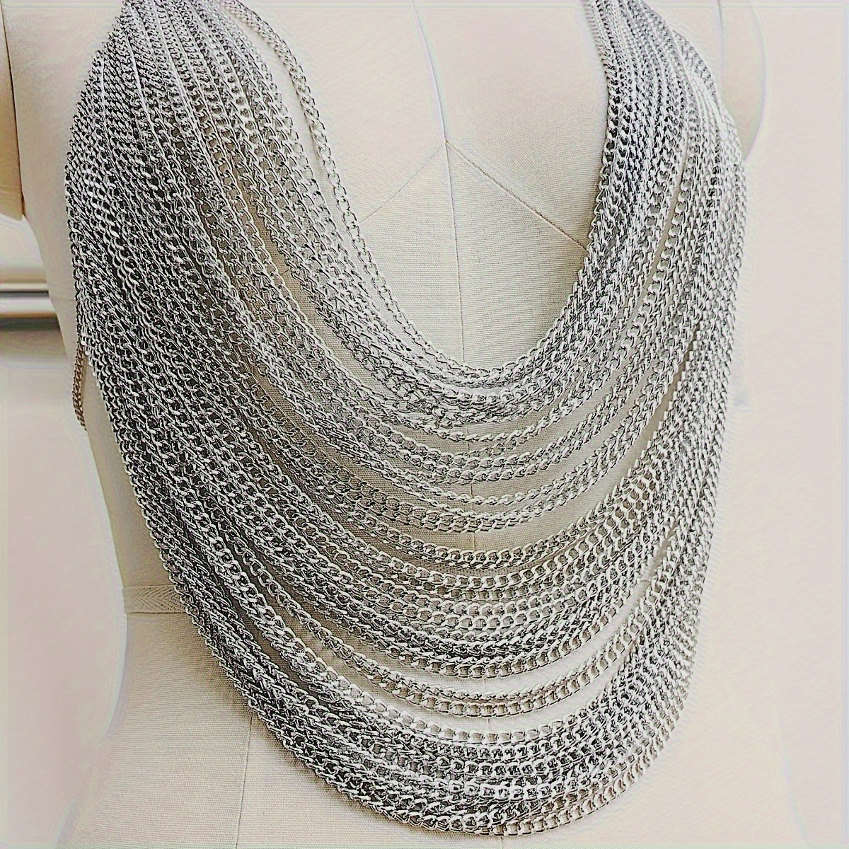 1PC Y2K Halter Silvery Body Chain For Concert Carnival And Street Rock Style Dressing Accessories