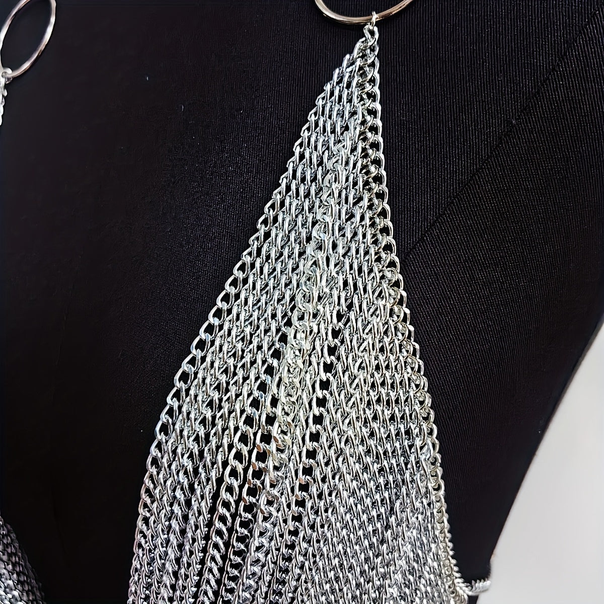 1PC Y2K Halter Silvery Body Chain For Concert Carnival And Street Rock Style Dressing Accessories