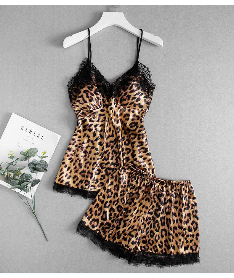 Silk Leopard Print Pajamas Set