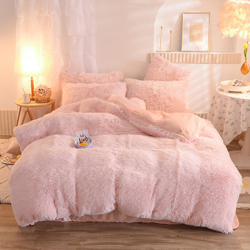 Luxury Thick Fleece Duvet Cover Queen King Winter Fluffy Bed Cover With Sheets and Pillowcases