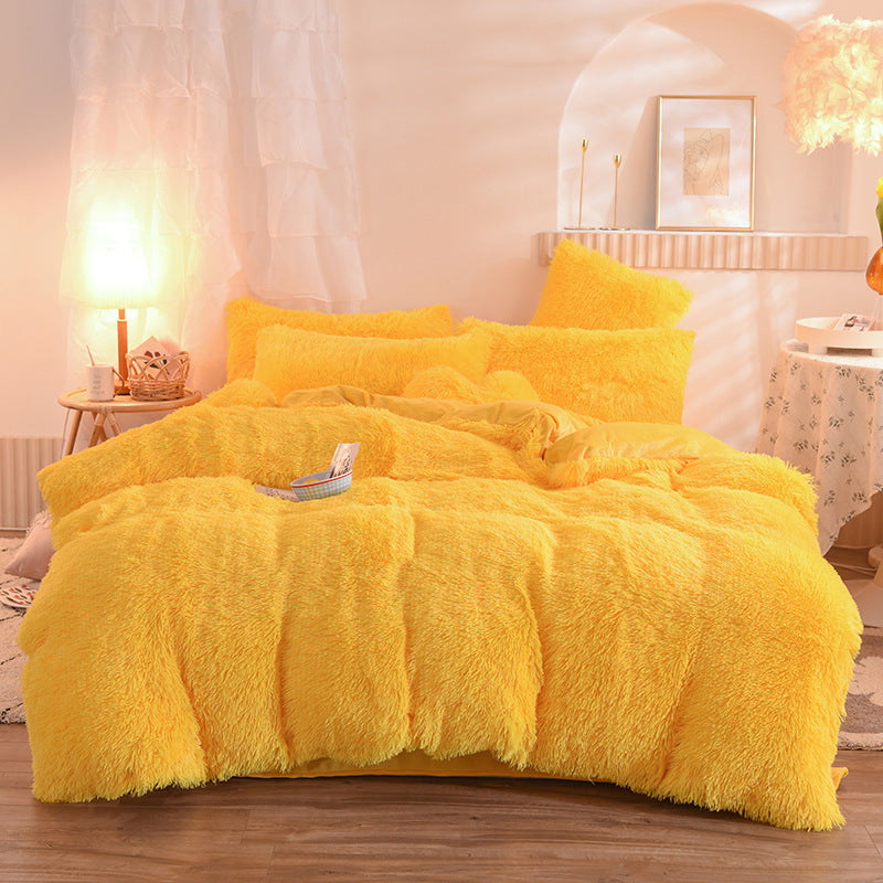 Luxury Thick Fleece Duvet Cover Queen King Winter Fluffy Bed Cover With Sheets and Pillowcases