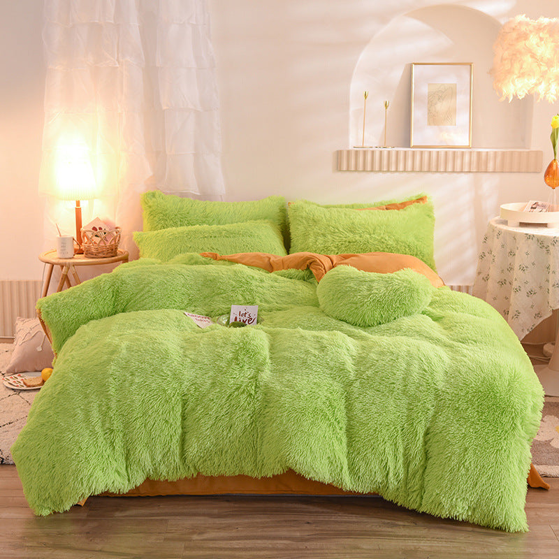 Luxury Thick Fleece Duvet Cover Queen King Winter Fluffy Bed Cover With Sheets and Pillowcases