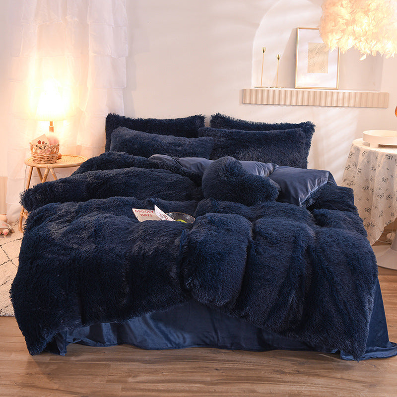 Luxury Thick Fleece Duvet Cover Queen King Winter Fluffy Bed Cover With Sheets and Pillowcases