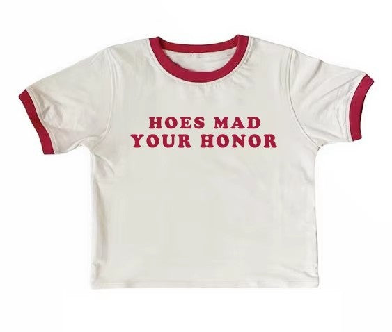 Casual Letter Printed T-shirt Top Round Neck