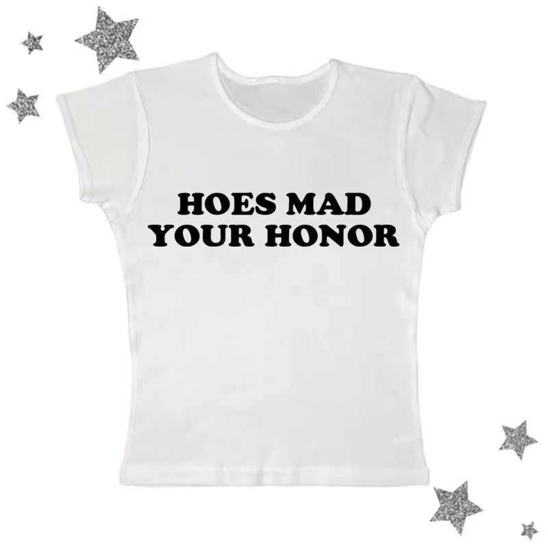 Casual Letter Printed T-shirt Top Round Neck