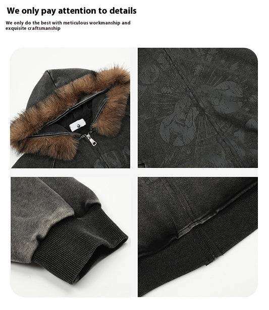 Fur Collar Hood Sweater For Men And Women