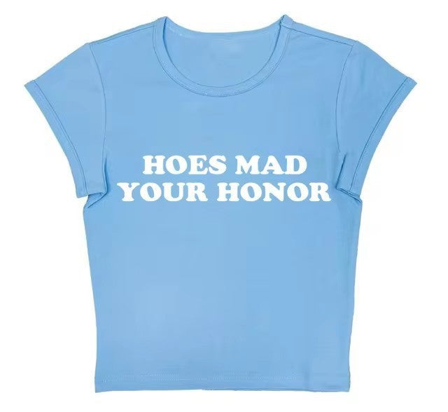 Casual Letter Printed T-shirt Top Round Neck