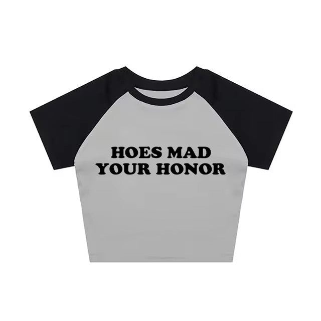 Casual Letter Printed T-shirt Top Round Neck
