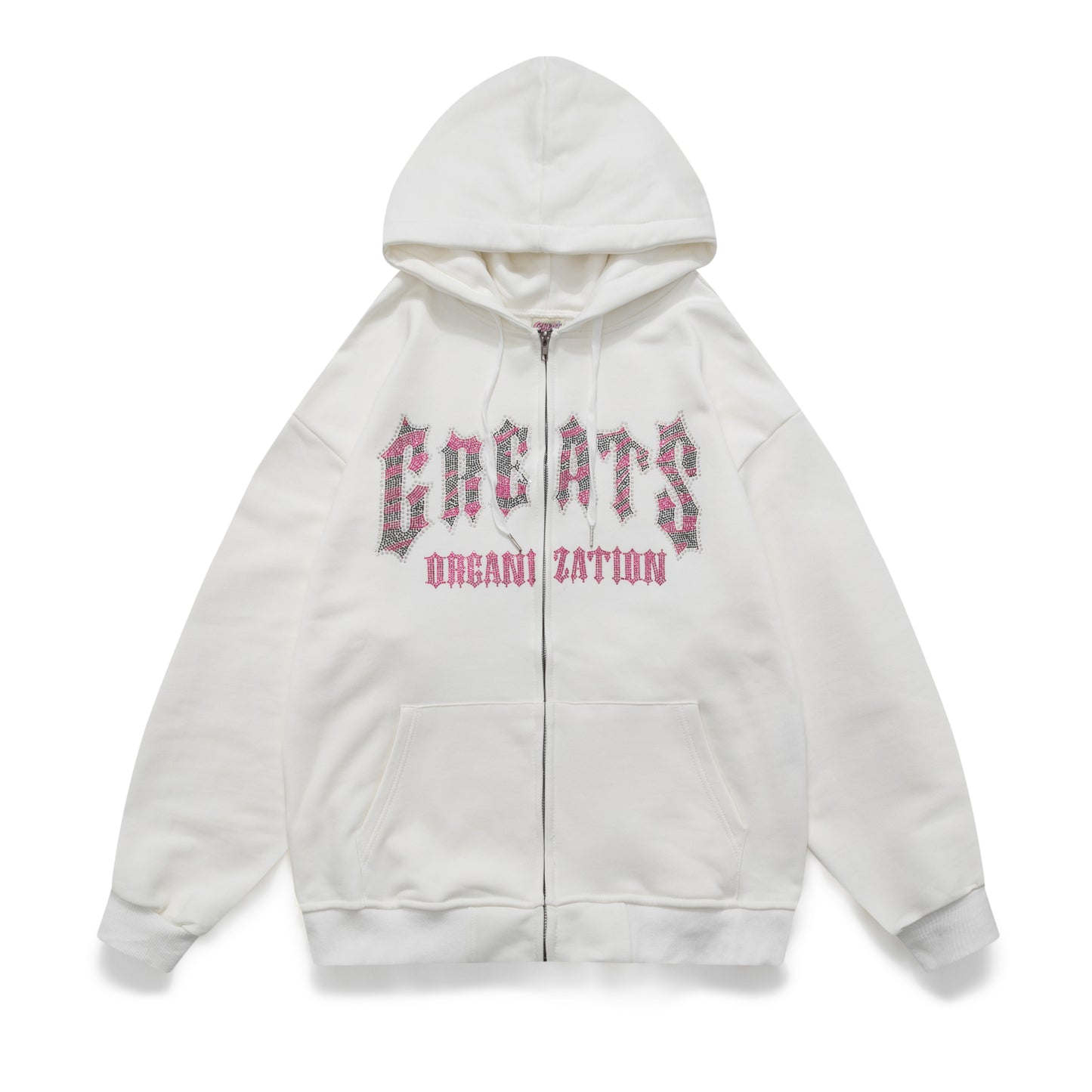 Zebra Glitter and Rhinestone Print Hoodie