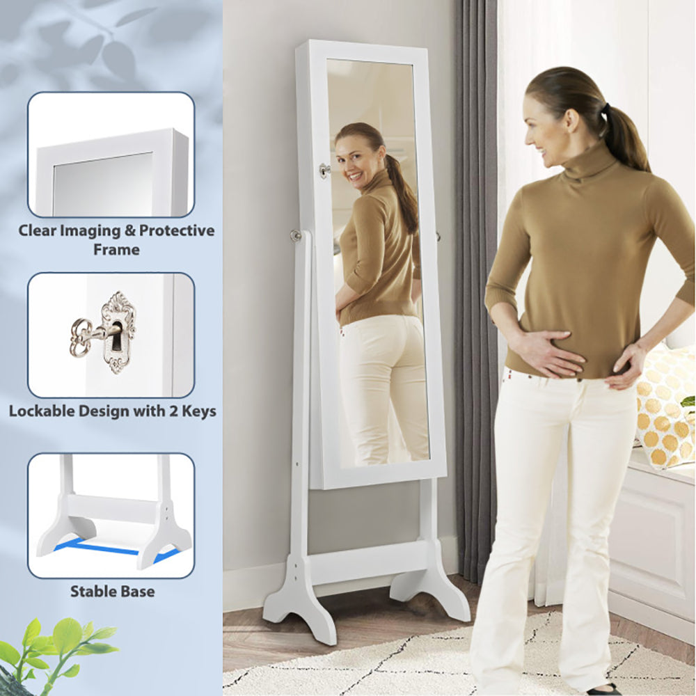 Lockable Mirrored Jewelry Storage Organizer Box