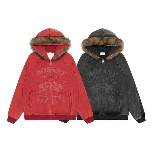 Fur Collar Hood Sweater For Men And Women