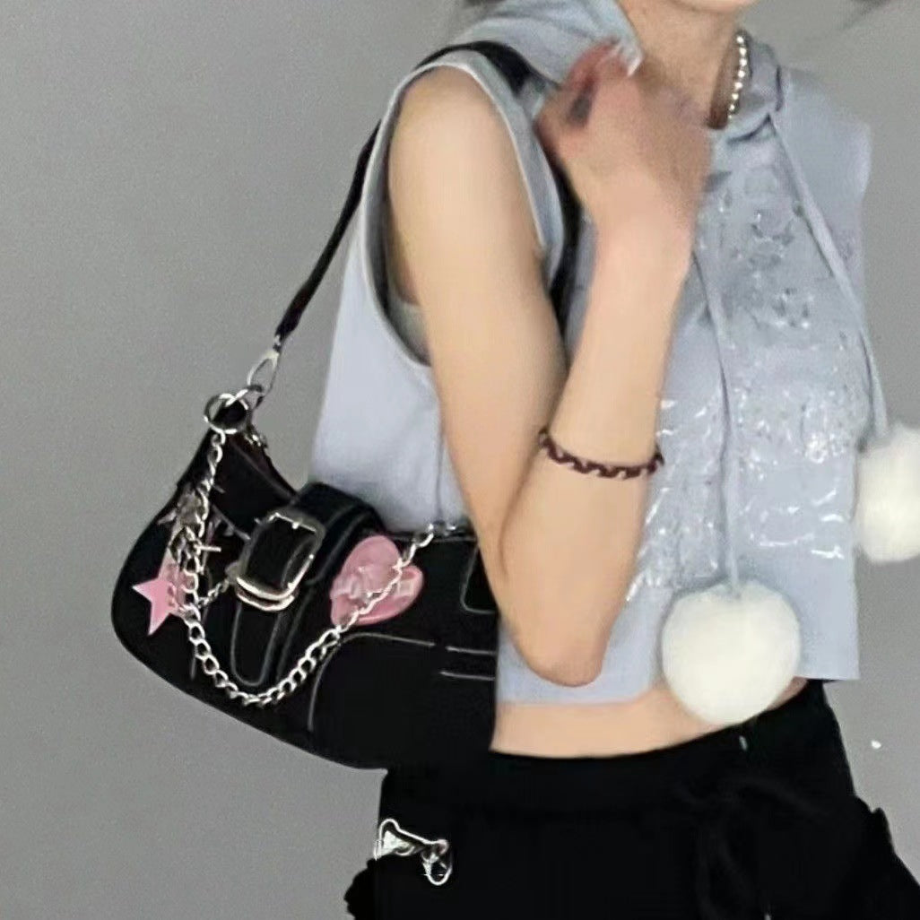 Female Niche High-end Heart Butterfly Y2k Shoulder Bag