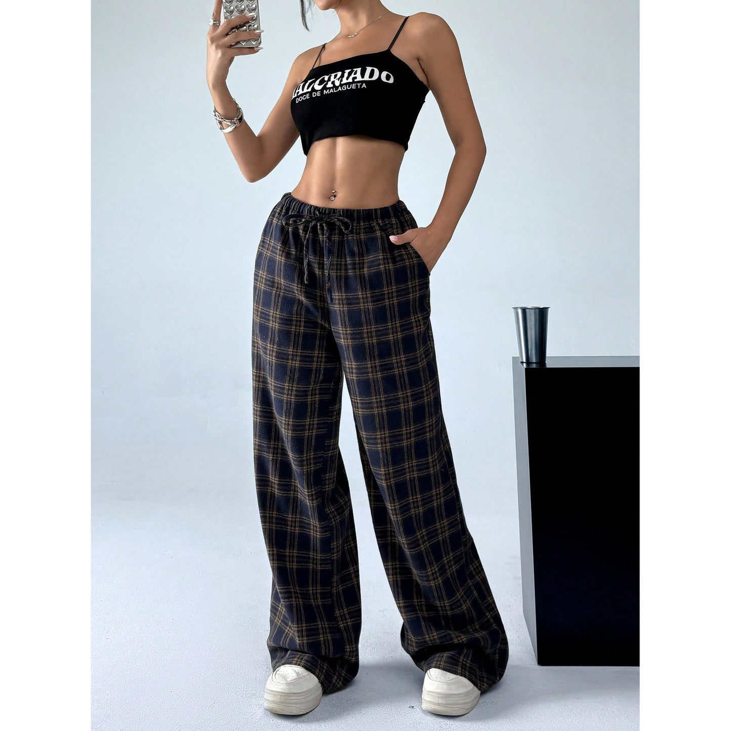 Leopard Print Casual Wide Leg Loose Sweatpants