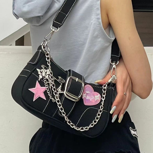 Female Niche High-end Heart Butterfly Y2k Shoulder Bag