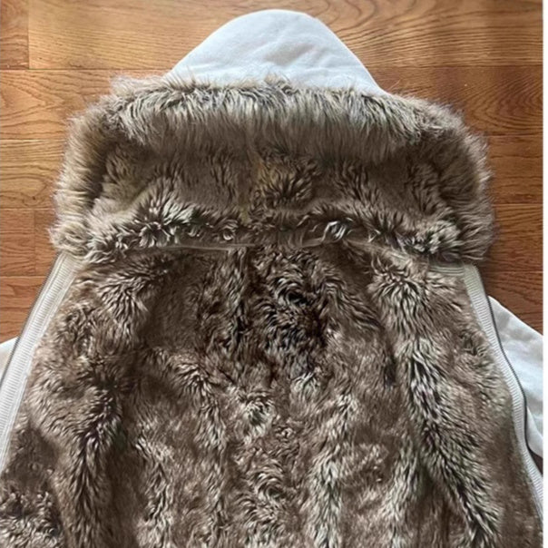 American Retro Girl Hooded Women's Zipper Casual Waist-tight Sweater