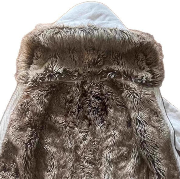 American Retro Girl Hooded Women's Zipper Casual Waist-tight Sweater