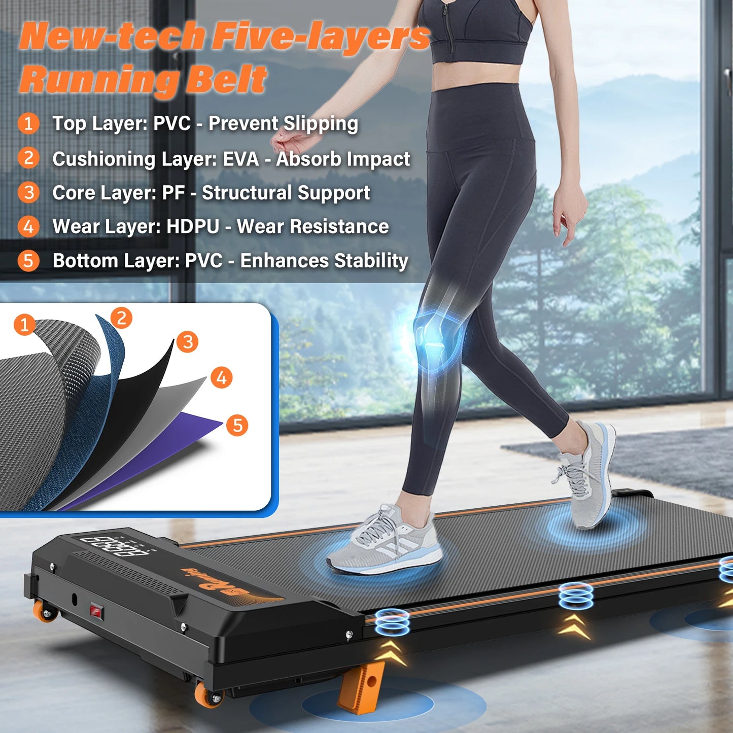 Walking Pad Treadmill Under Desk Treadmill With I 3 Level Incline Home Use Foldable Steel Electric Running Exercise Machine