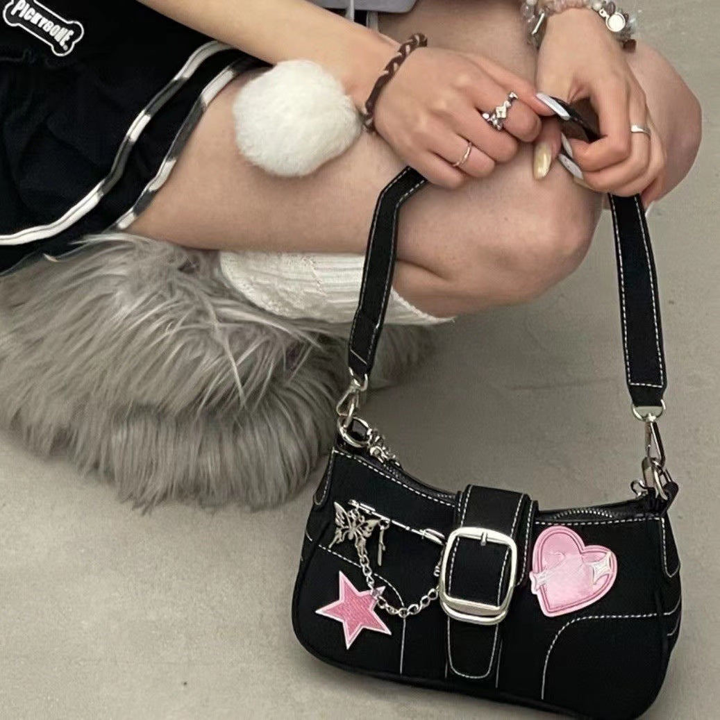 Female Niche High-end Heart Butterfly Y2k Shoulder Bag