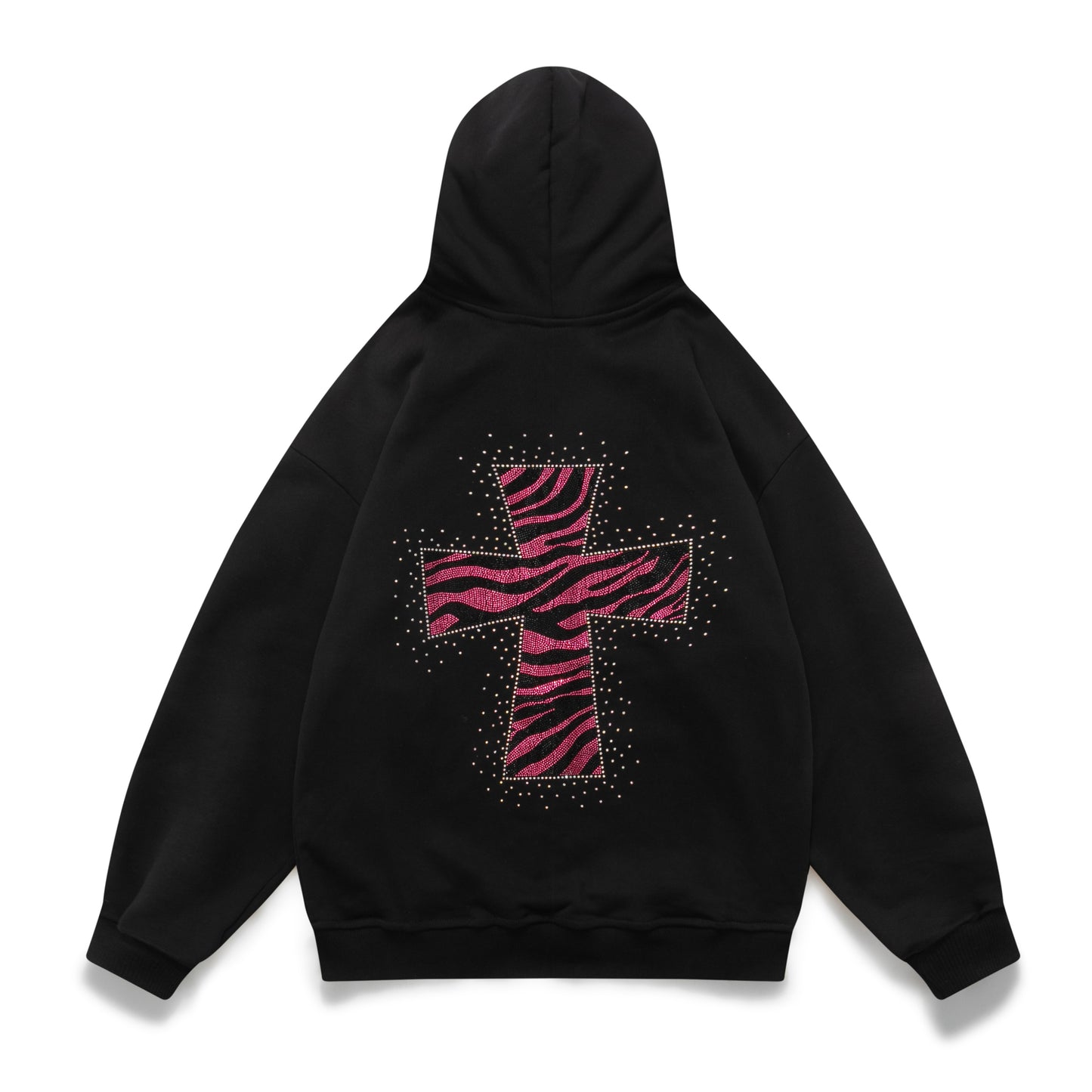Zebra Glitter and Rhinestone Print Hoodie
