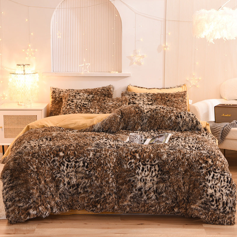 Luxury Thick Fleece Duvet Cover Queen King Winter Fluffy Bed Cover With Sheets and Pillowcases