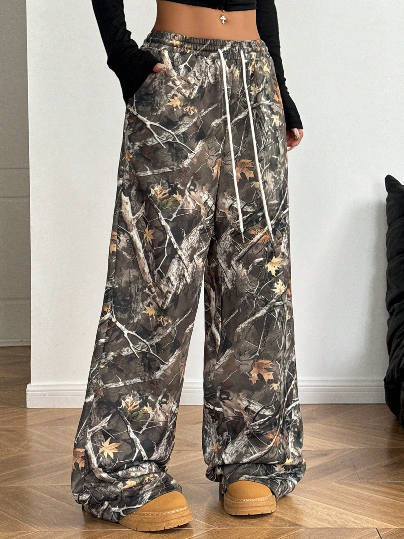 Leopard Print Casual Wide Leg Loose Sweatpants