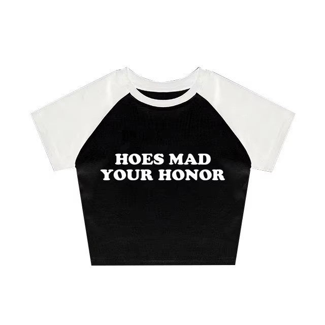 Casual Letter Printed T-shirt Top Round Neck