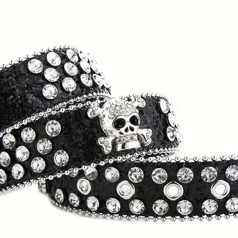 Vibrant Rhinestone Embellished Western Cowgirl Y2K Style Belt - Sparkling Pu Leather, Adjustable, Comfortable, Fashionable Accessory for Women's Jeans, Dresses, and Skirts