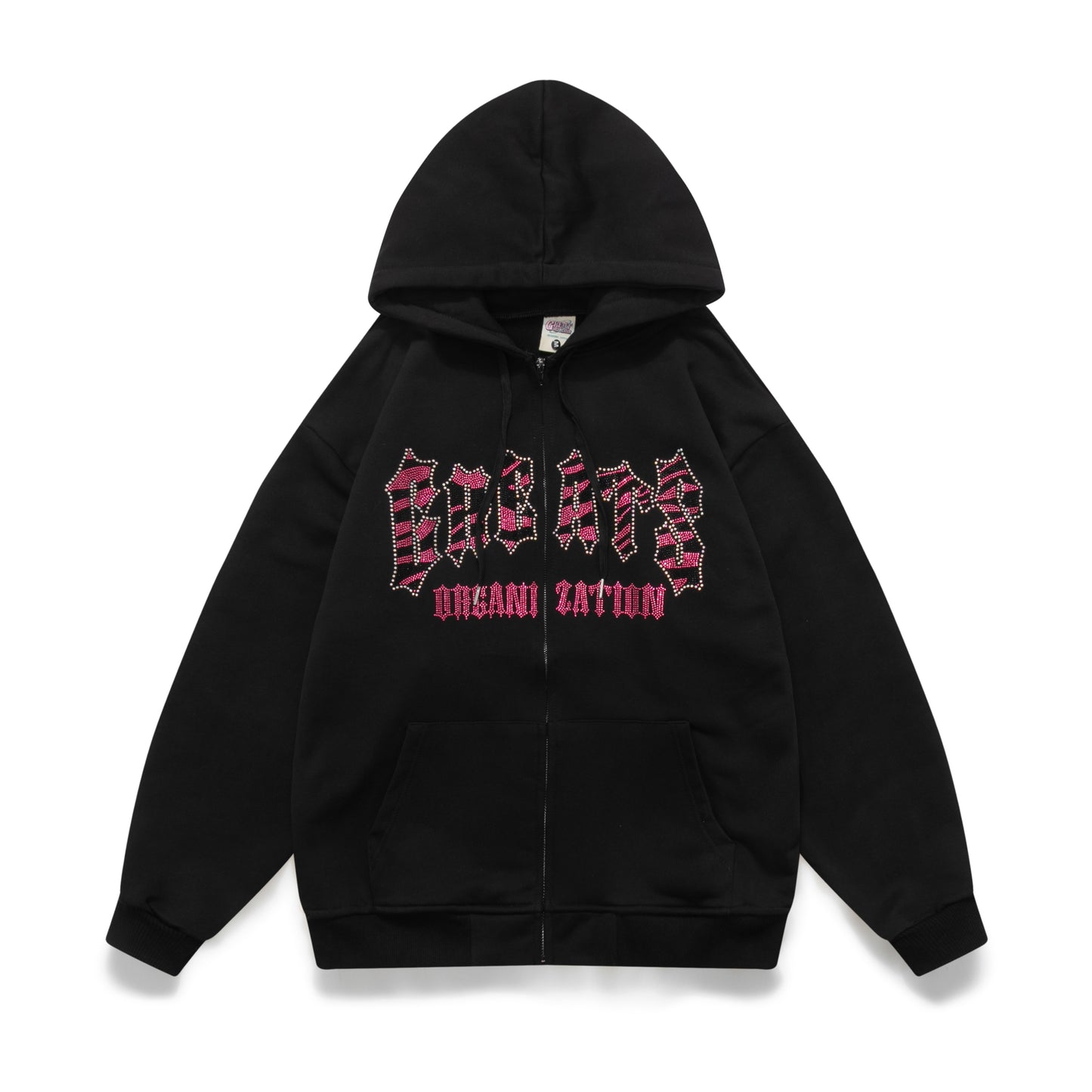 Zebra Glitter and Rhinestone Print Hoodie